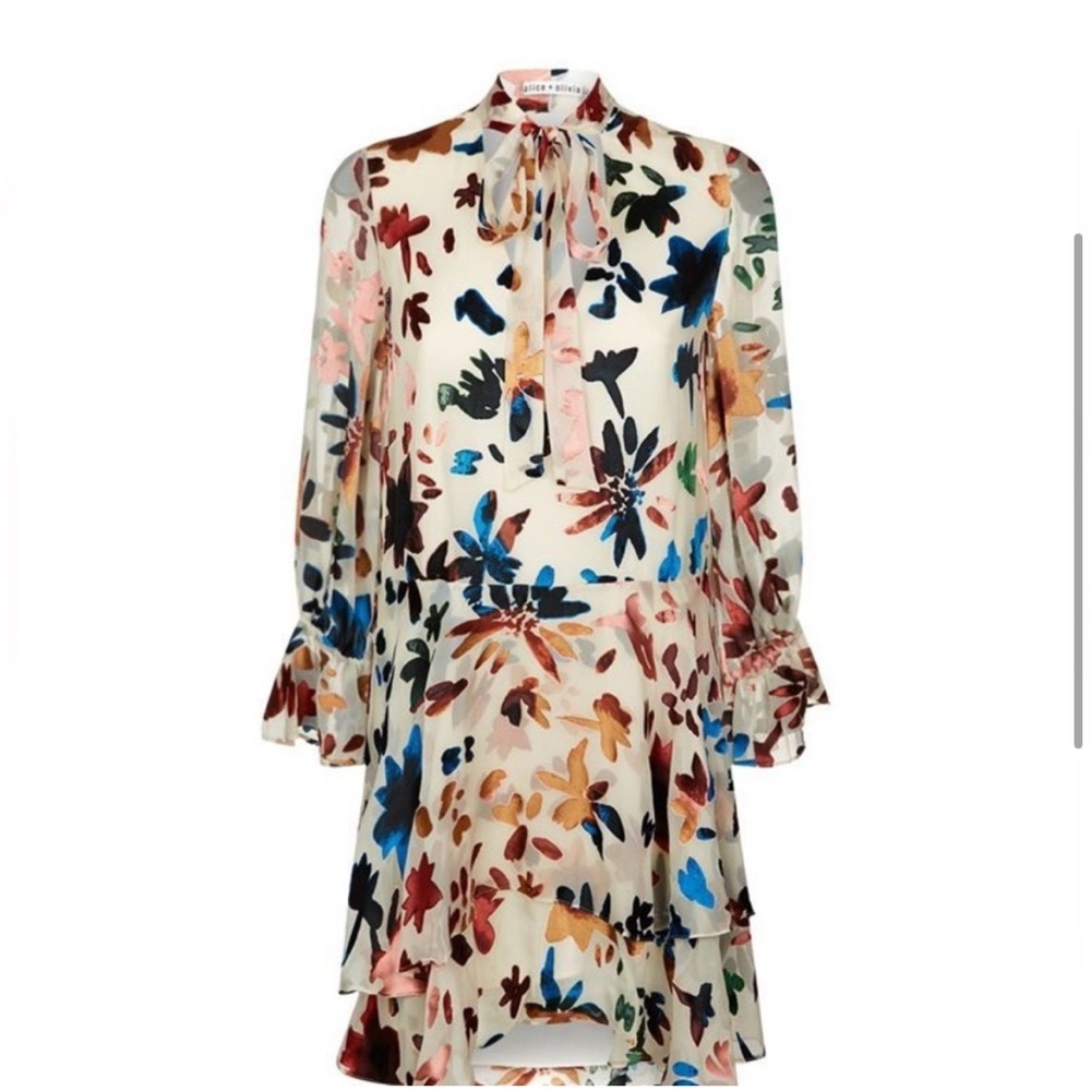 Alice + Olivia Floral print silk dress